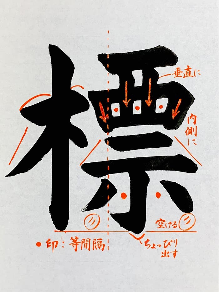 【書道/習字】「標」の書き方とコツ＆お手本（毛筆・大筆・楷書）①