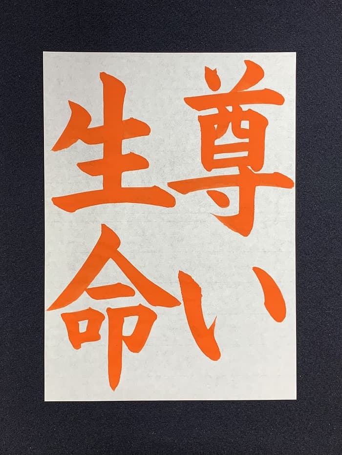 【書道/習字】「尊い生命」の書き方とコツ＆お手本（毛筆・大筆・楷書）①