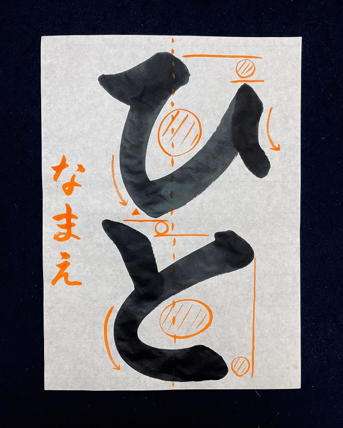 【書道/習字】「ひと」の書き方とコツ＆お手本（毛筆・大筆・楷書）②