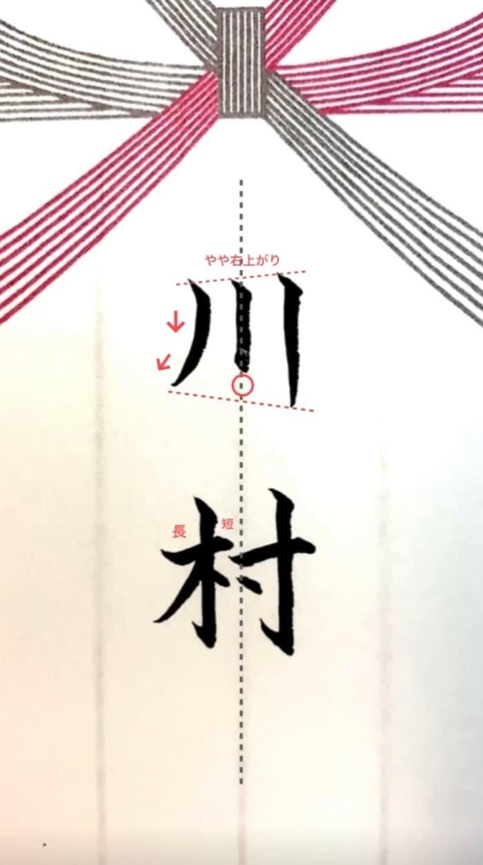 【硬筆・ペン習字】「川村」（筆ペン）の書き方と練習のコツ・見本＆お手本（ボールペン字/書道）