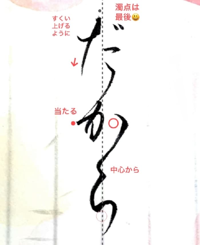 【硬筆・ペン習字】「だから」（筆ペン）の書き方と練習のコツ・見本＆お手本（ボールペン字/書道）