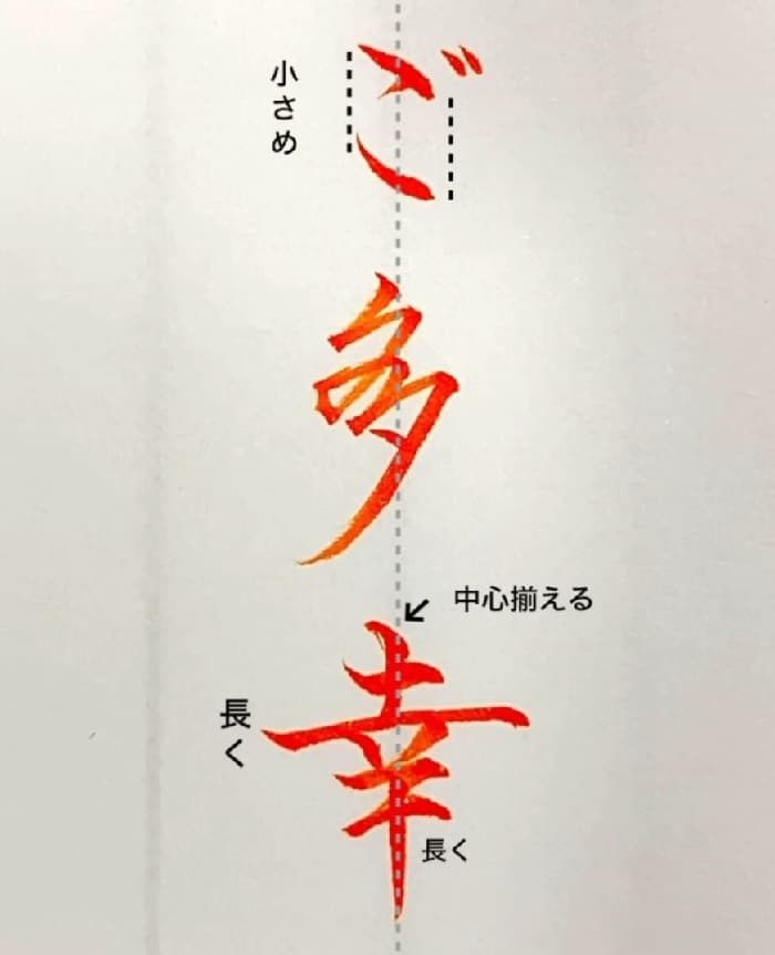 【硬筆・ペン習字】「ご多幸」（筆ペン）の書き方と練習のコツ・見本＆お手本（ボールペン字/書道）