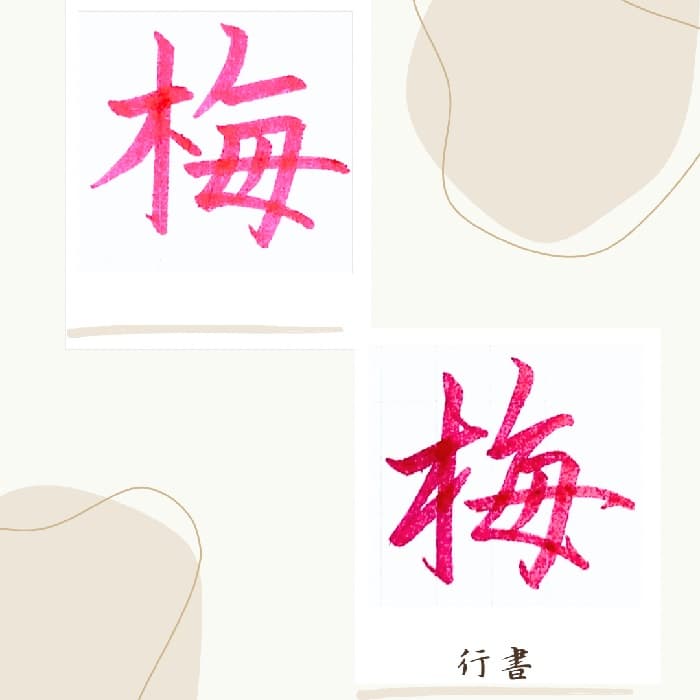 【硬筆・ペン習字】「梅」（楷書と行書）の書き方と練習のコツ・見本＆お手本動画（ボールペン字/書道）