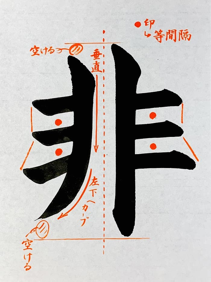 【書道/習字】「非」の書き方とコツ＆お手本（毛筆・大筆・楷書）①