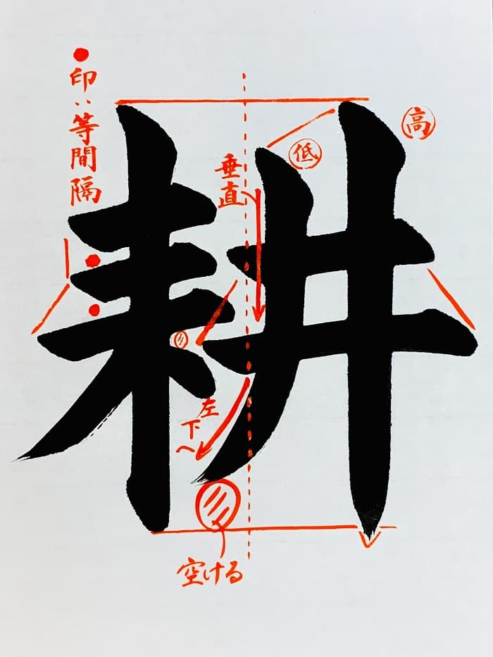 【書道/習字】「耕」の書き方とコツ＆お手本（毛筆・大筆・楷書）①