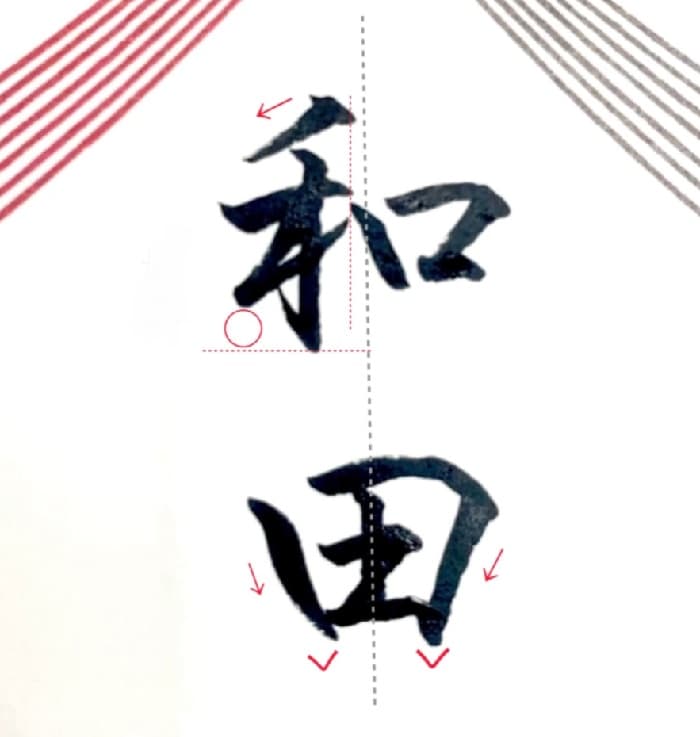 【硬筆・ペン習字】「和田」（筆ペン）の書き方と練習のコツ・見本＆お手本（ボールペン字/書道）