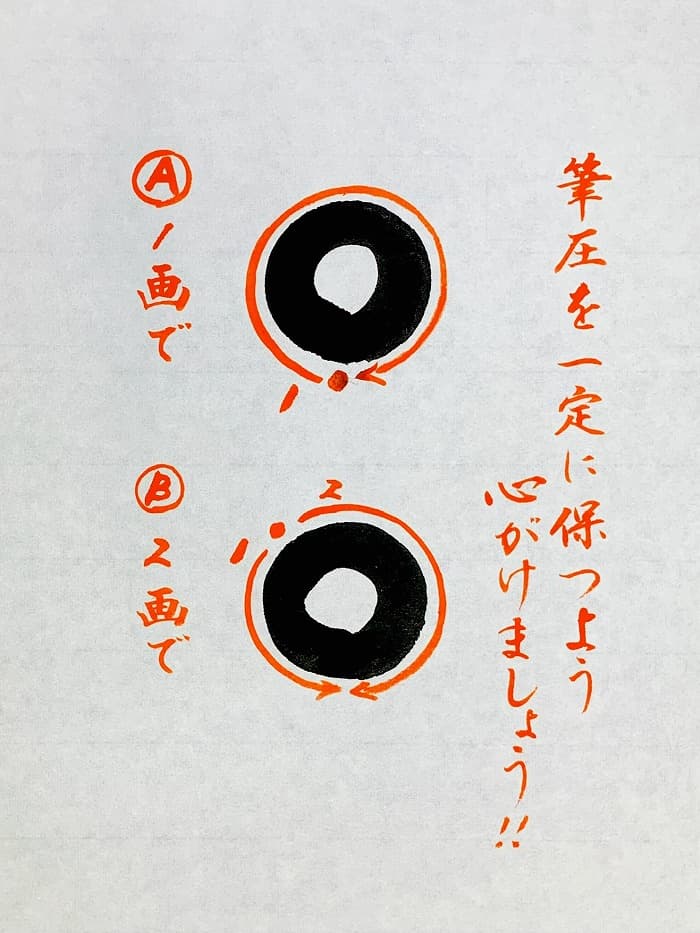 【書道/習字】「 ゜(半濁点)」の書き方とコツ&お手本(毛筆・大筆・楷書)①