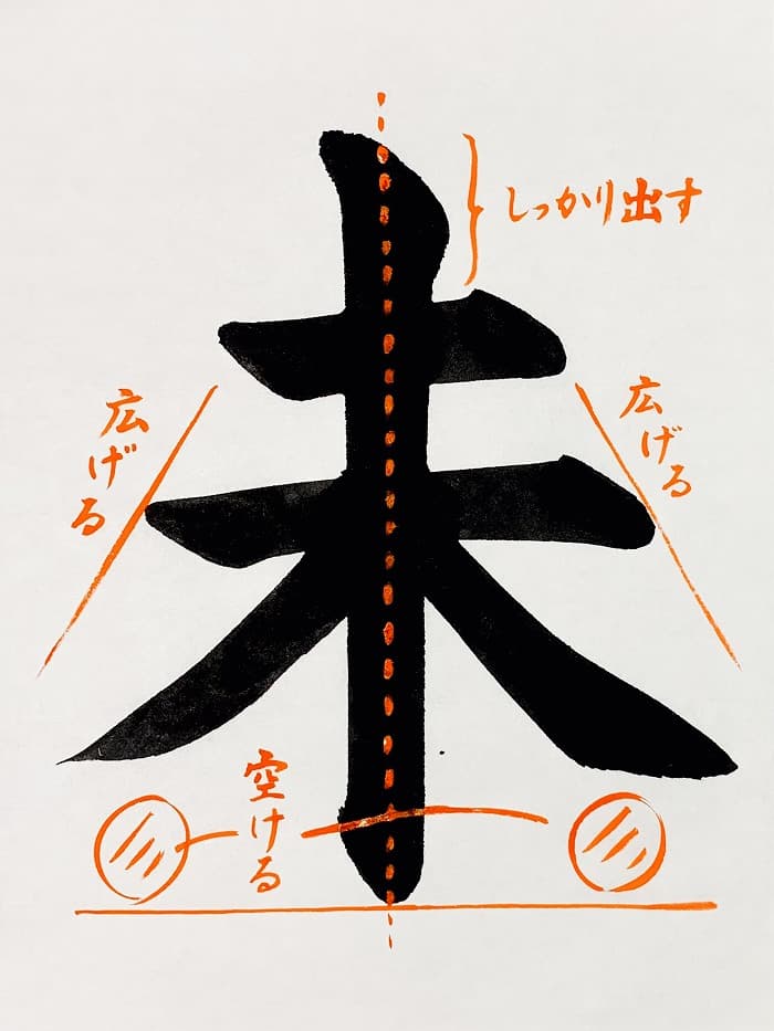 【書道/習字】「未」の書き方とコツ&お手本(毛筆・大筆・楷書)①