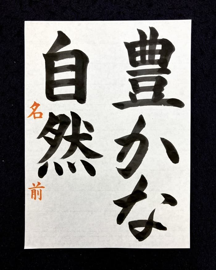 【書道/習字】「豊かな自然」の書き方とコツ&お手本(毛筆・大筆・楷書)①