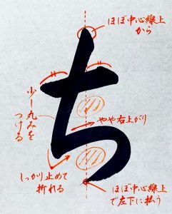 【書道】ひらがな「ち」の書き方とコツ&手本動画(毛筆・大筆・楷書)|松本松栄堂 書道教室